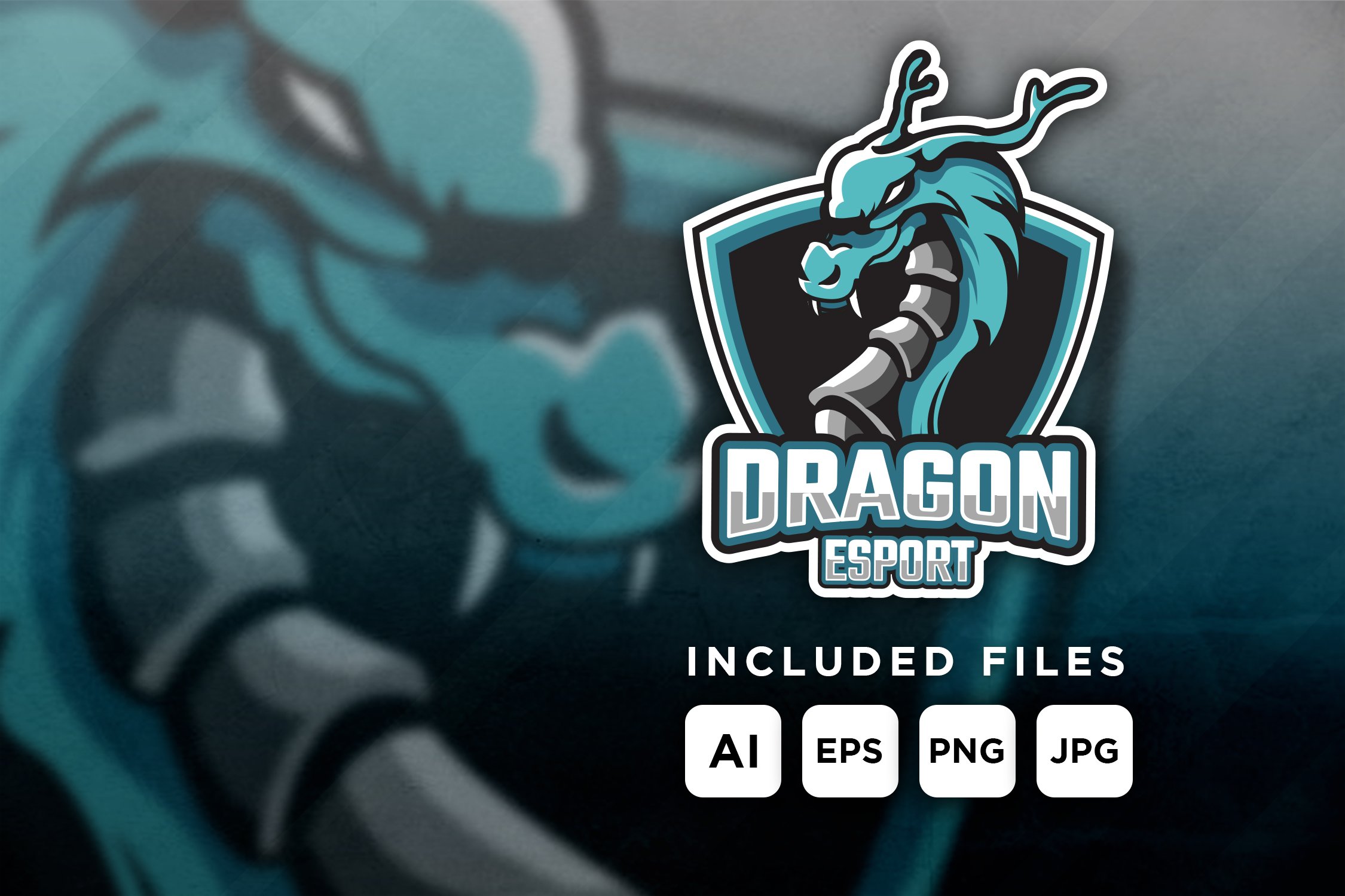 Dragon - mascot logo for a team cover image.