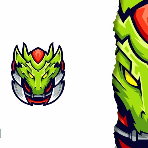 Green dragon head logo design cover image.