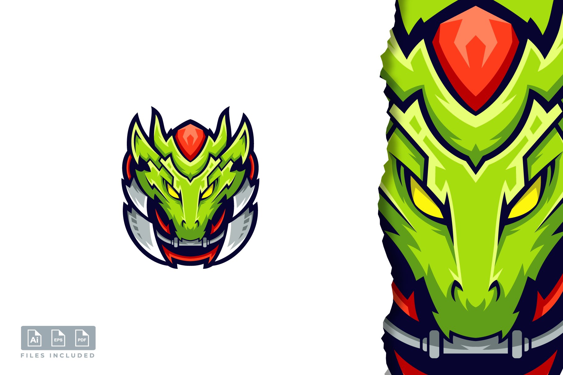 Green dragon head logo design cover image.