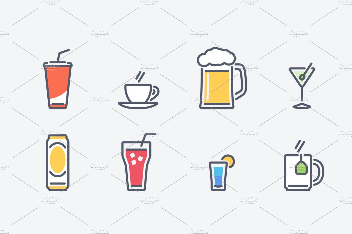 16 Drinks Icons preview image.