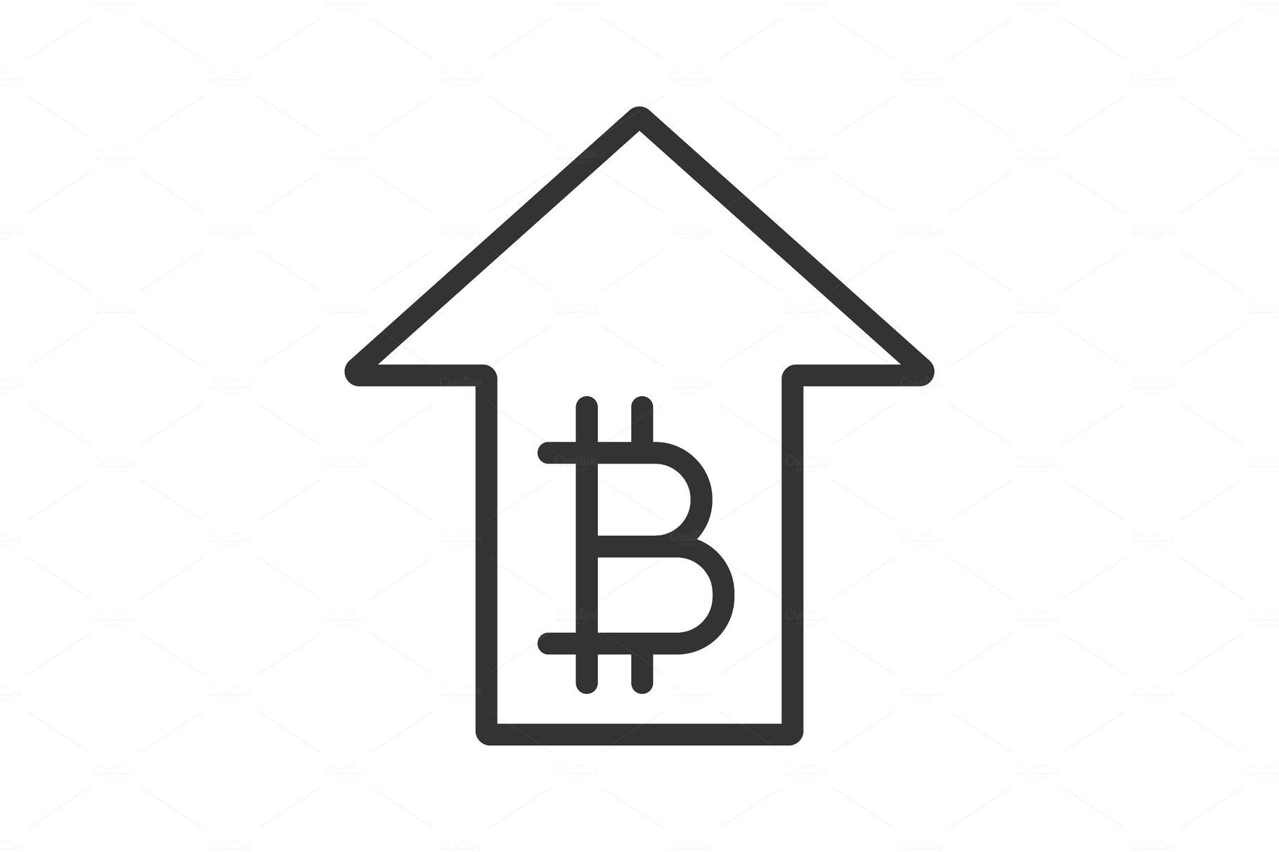 Bitcoin rate rising linear icon cover image.