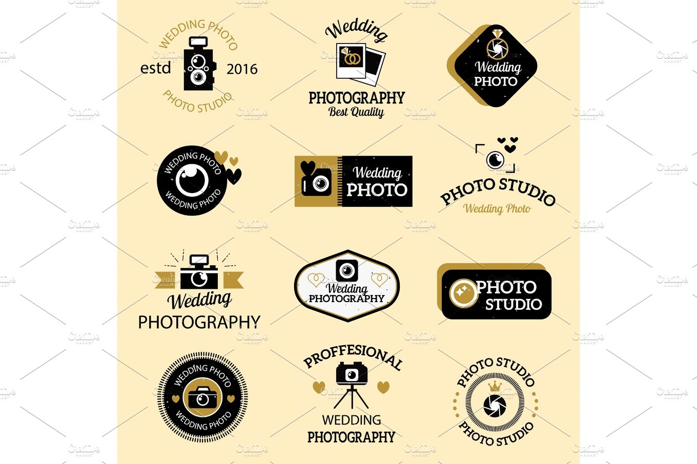 Photographer icons vector set. cover image.