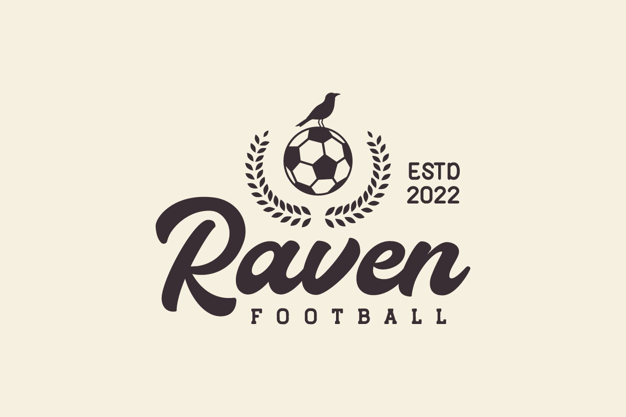 raven bird with ball badge logo cover image.