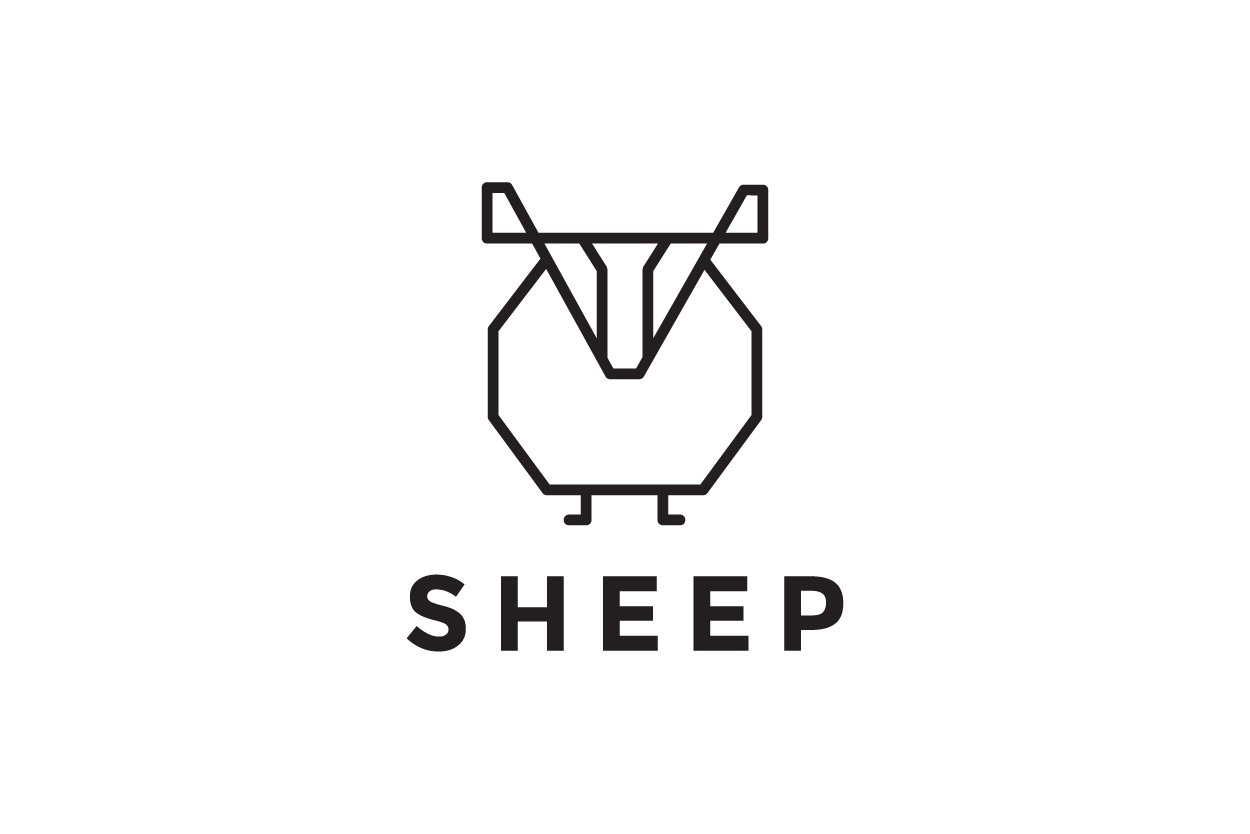 line minimal shape modern sheep logo cover image.