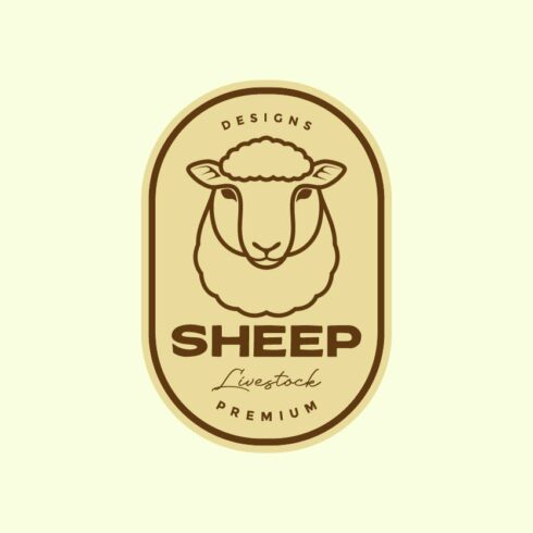 sheep line badge vintage logo design cover image.