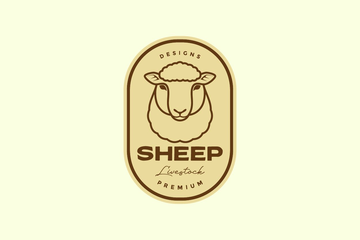 sheep line badge vintage logo design cover image.