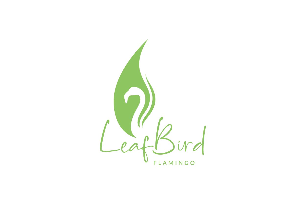 green leaf with flamingo logo design cover image.