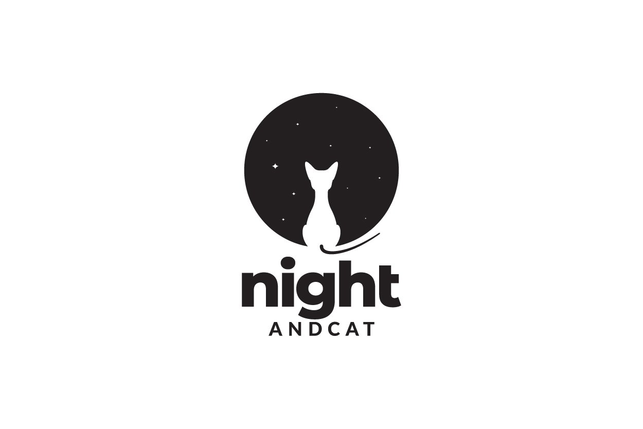 negative space night with cat logo cover image.