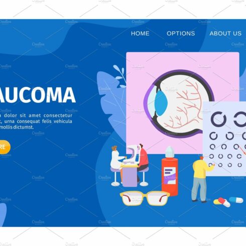 Glaucoma treatment landing, vector cover image.