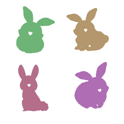 Pretty Color Bunny Silhouette Spring Themed Set of Six DXF PNG SVG JPG EPS AI cover image.
