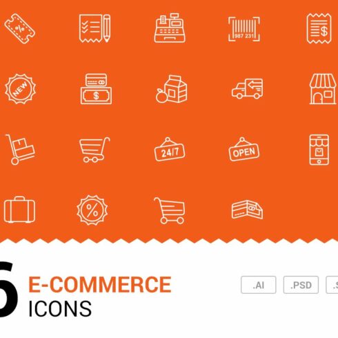 E-commerce - Vector Line Icons cover image.