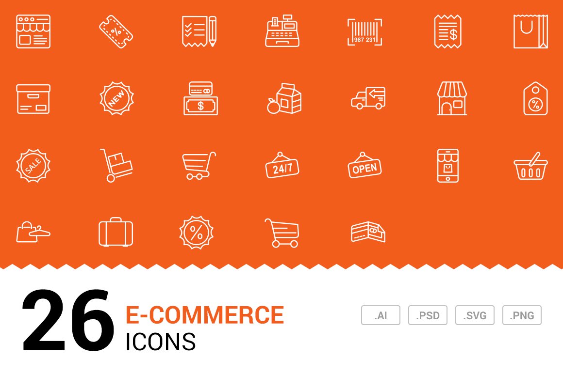 E-commerce - Vector Line Icons cover image.