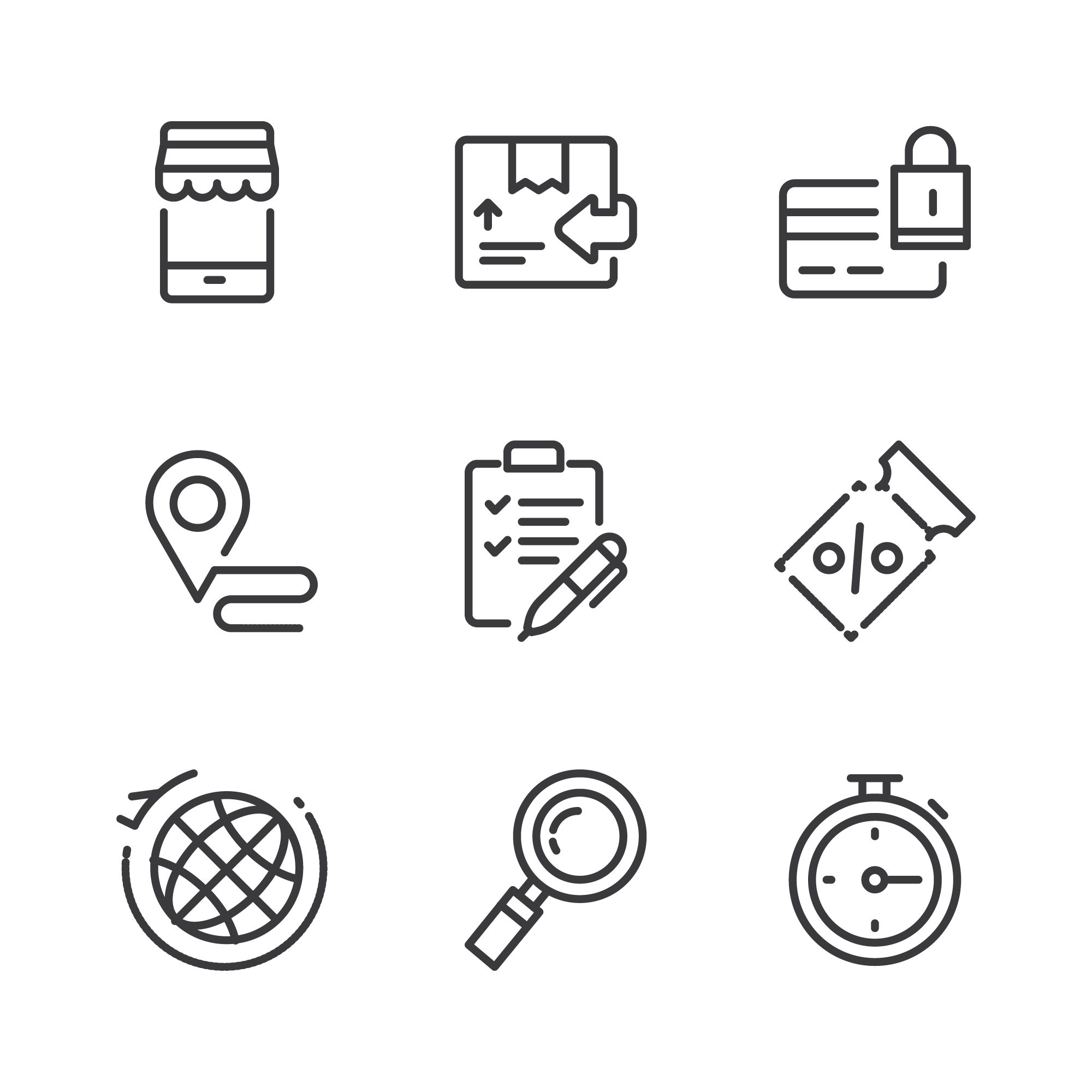 Set of thin line icons.