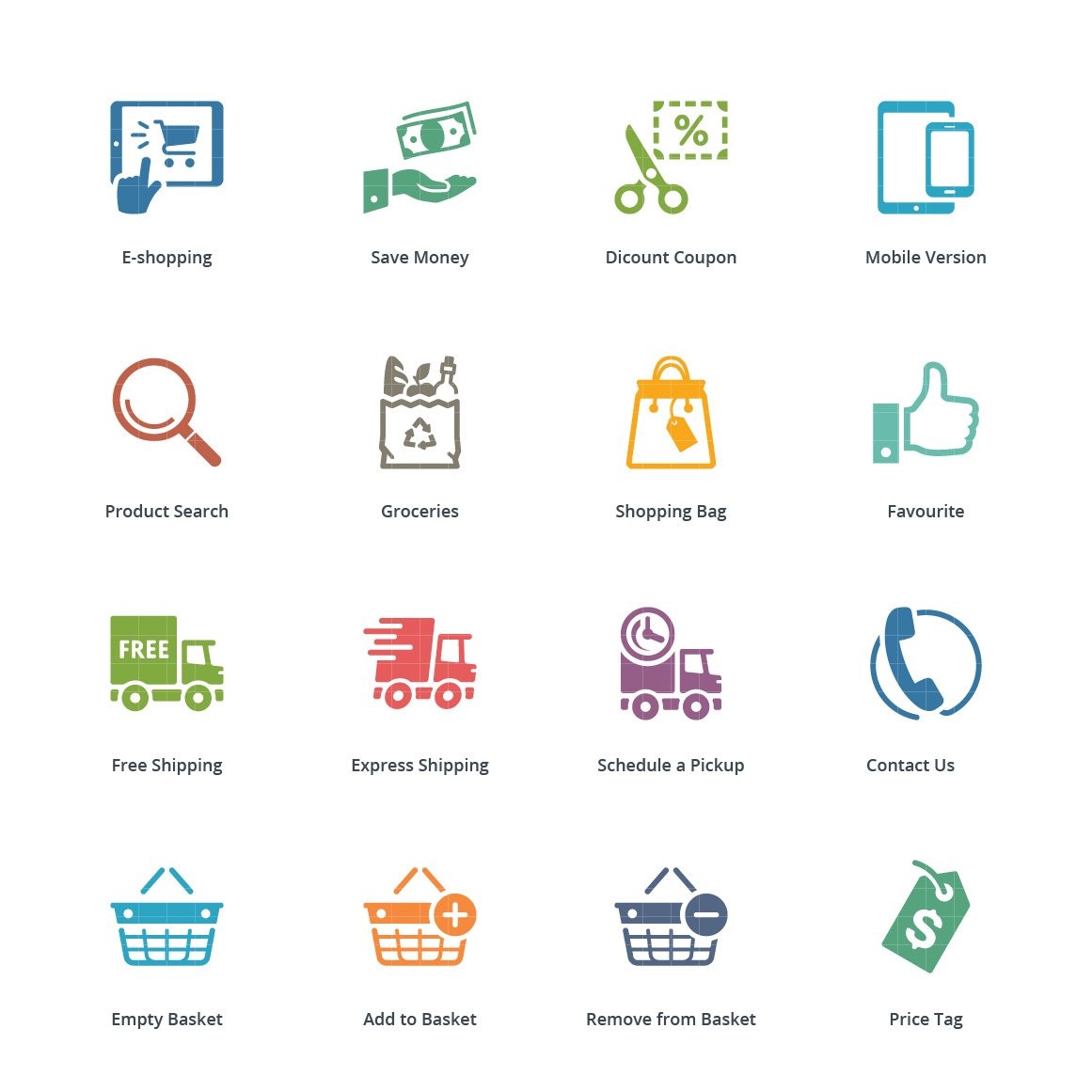E-commerce Icons Set 4 | Colored preview image.