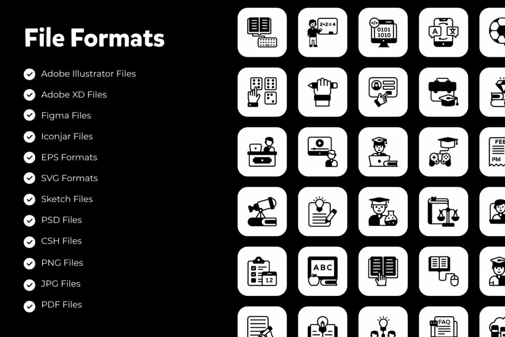 Online Education Glyph Icons Pack – MasterBundles
