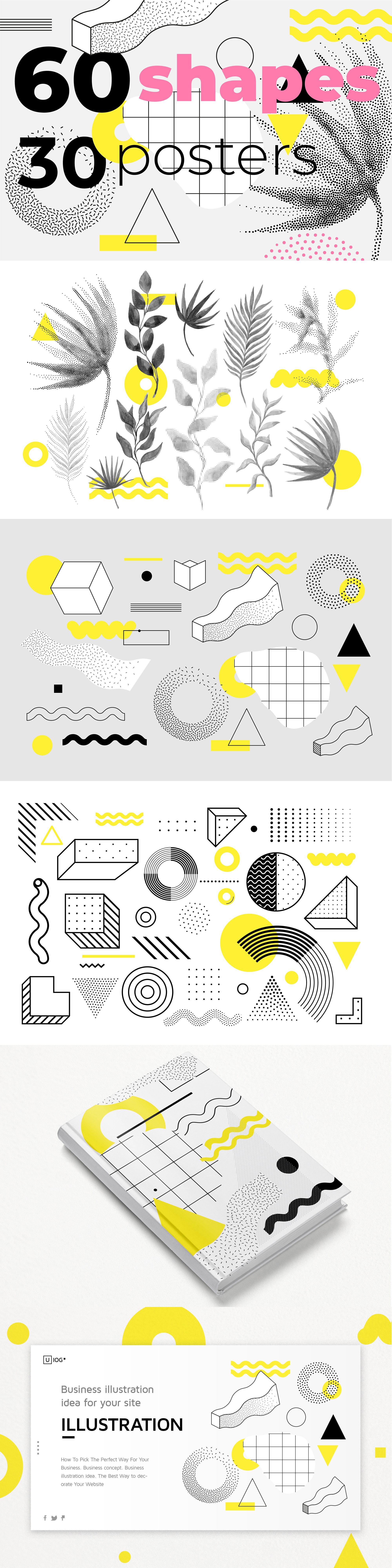 60 geometric shapes, 30 posters cover image.