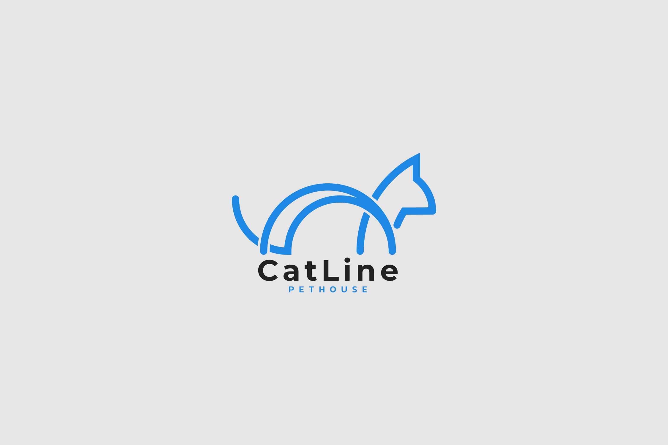 Line Art Cat Logo preview image.