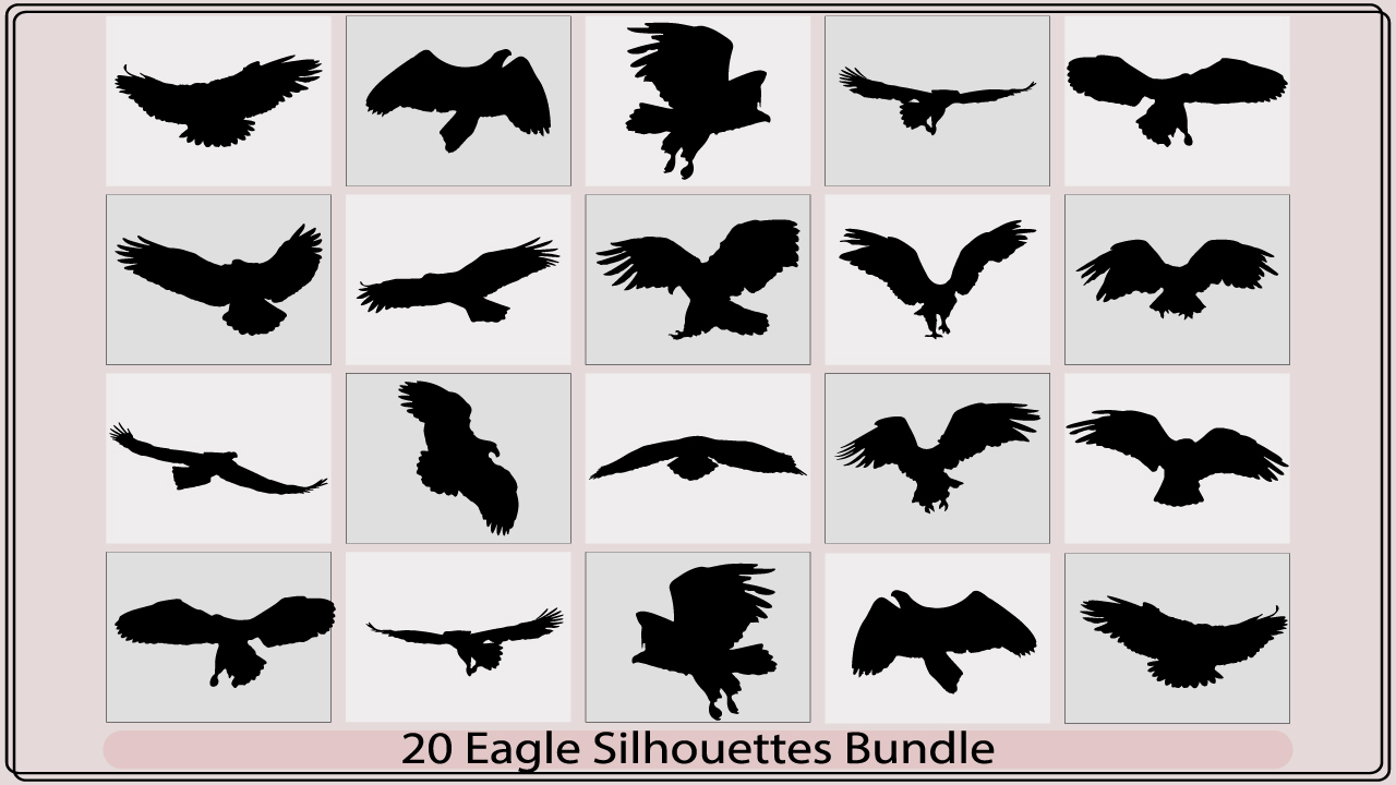 20 eagle silhouettes bundle.