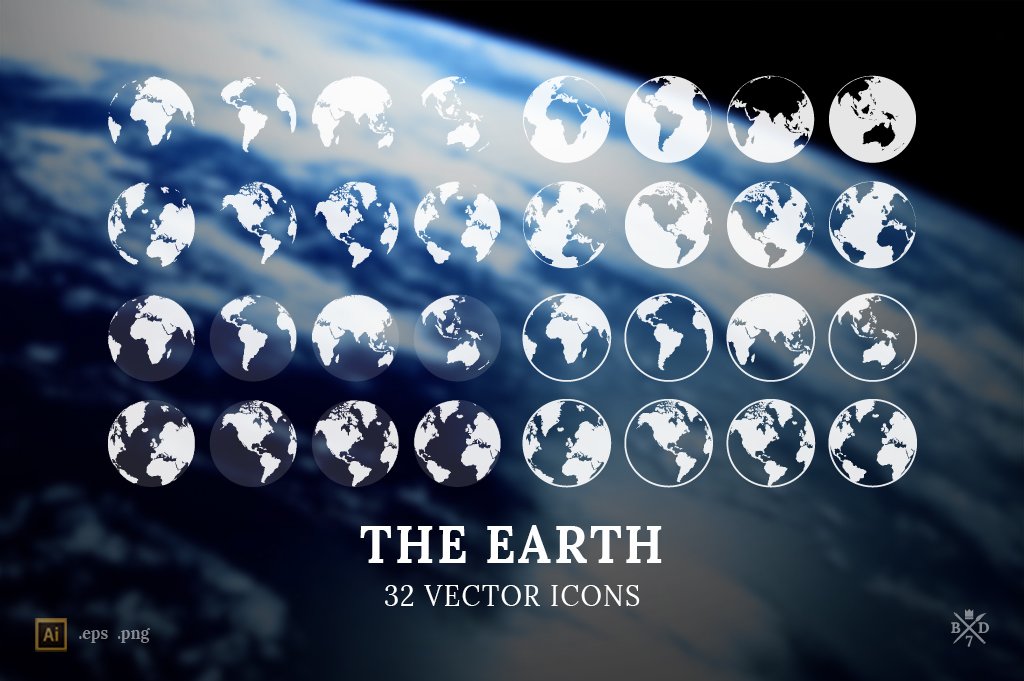 The Earth - 32 vector icons cover image.