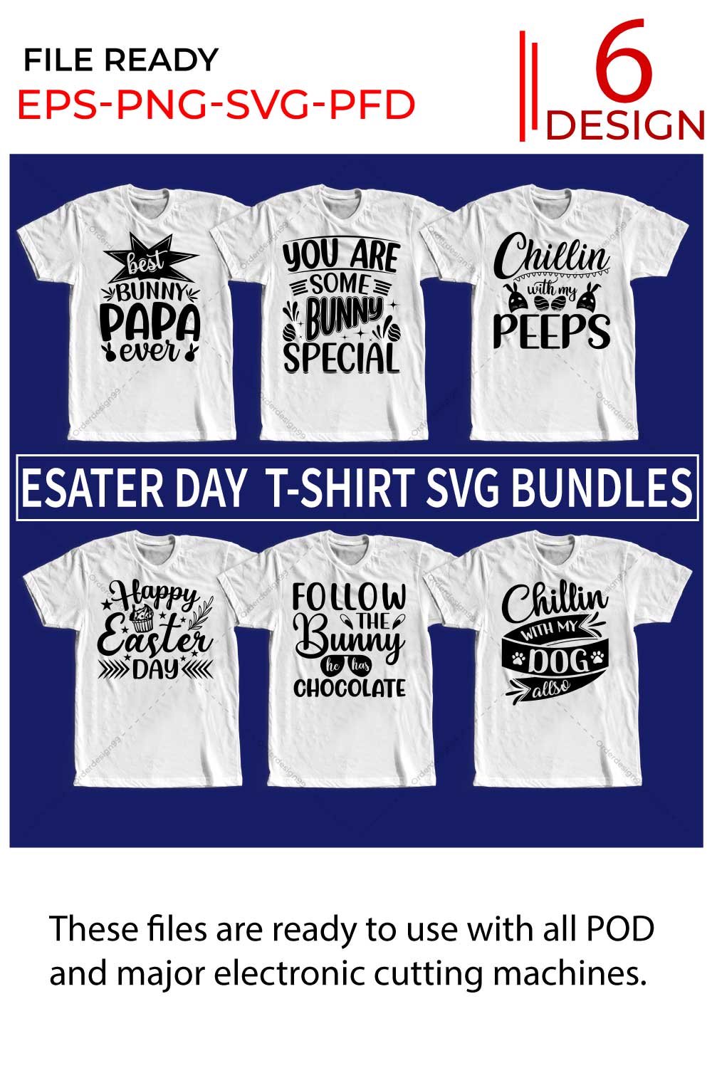 Easter day SVG T Shirt Designs 6 Bundle pinterest preview image.