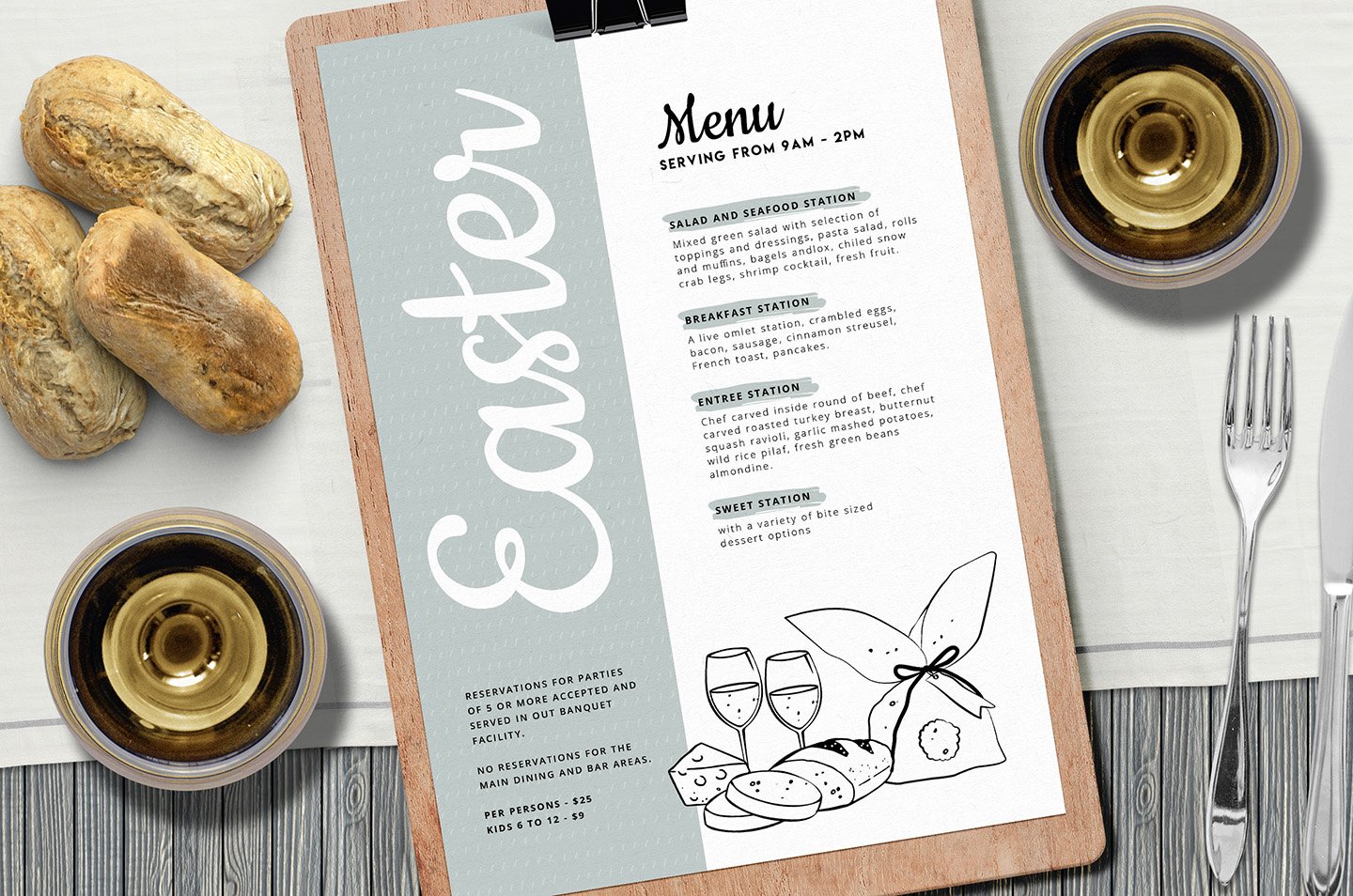 Easter Menu Template preview image.