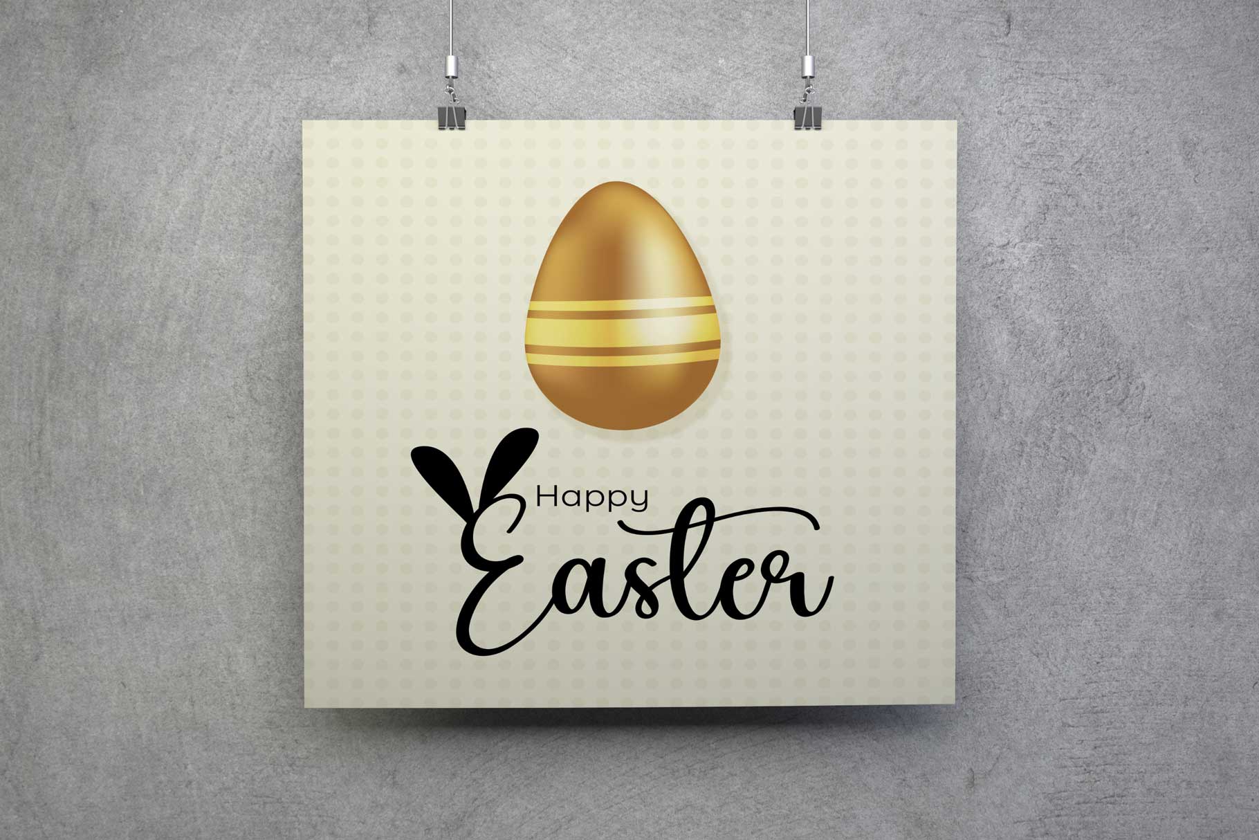 Easter card with a golden egg on it.