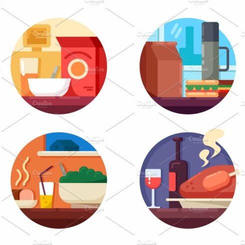 Set of food icons to dinner cover image.