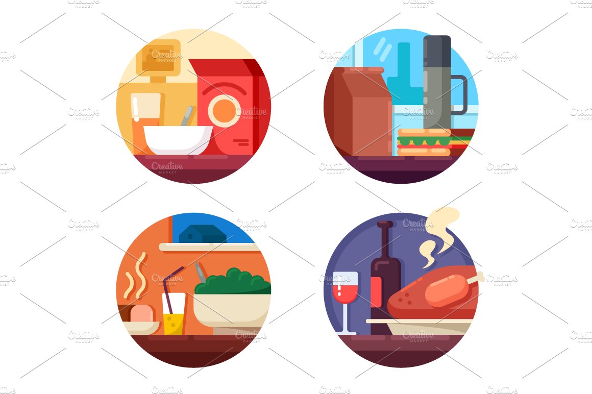 Set of food icons to dinner cover image.
