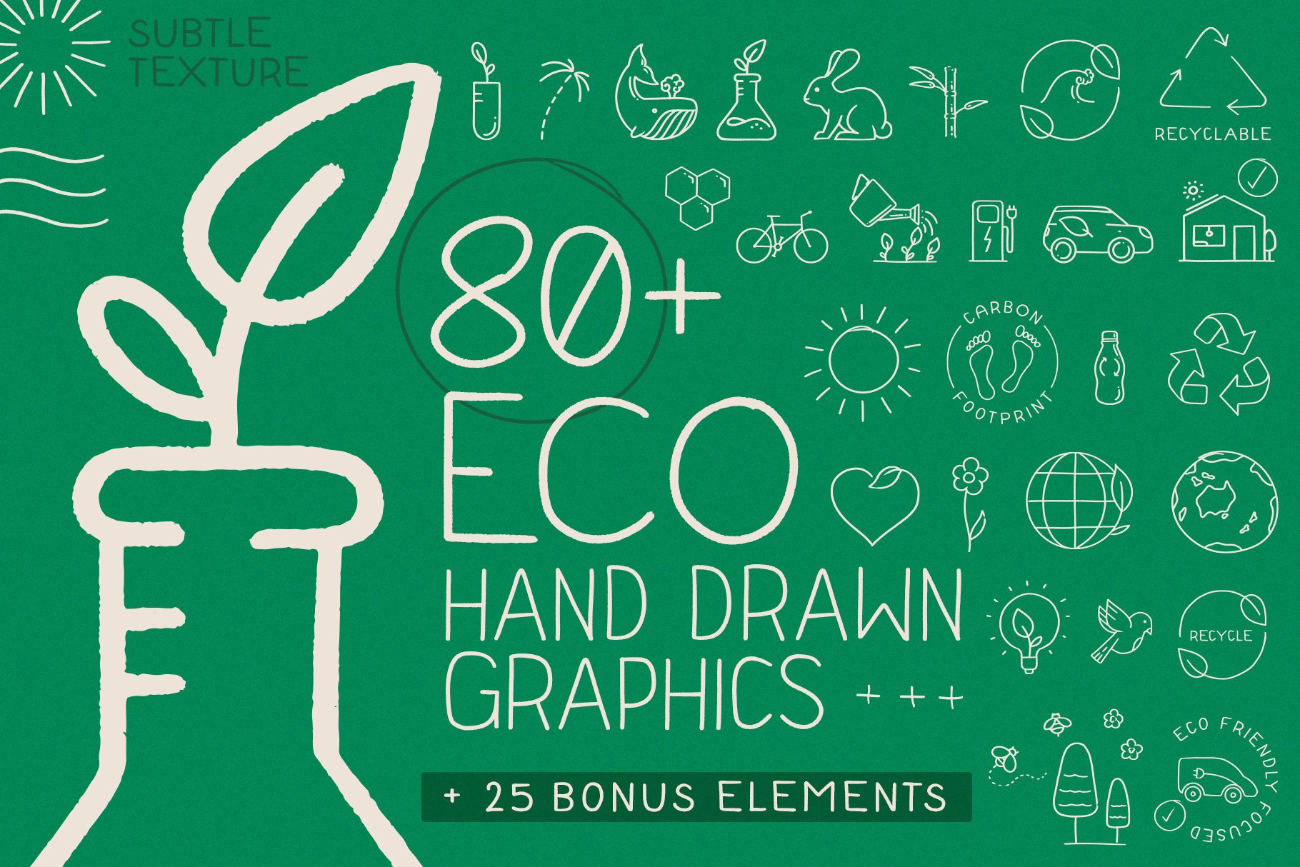 80+ eco graphics & 25 bonus elements cover image.