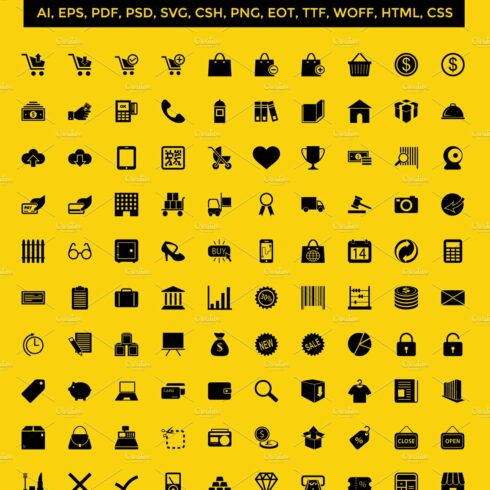 100+ eCommerce Vector Icons Pack cover image.