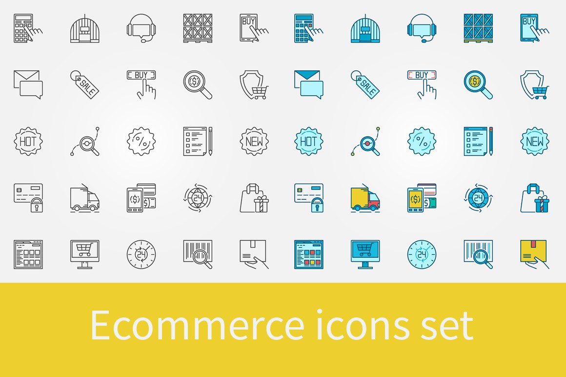 E-commerce vector icons cover image.