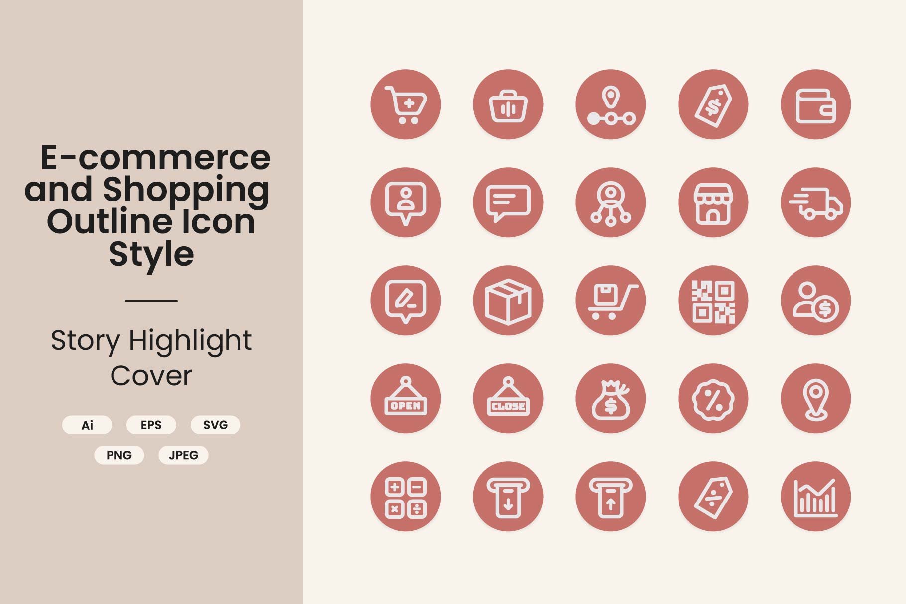 E-commerce Outline Icon Style preview image.