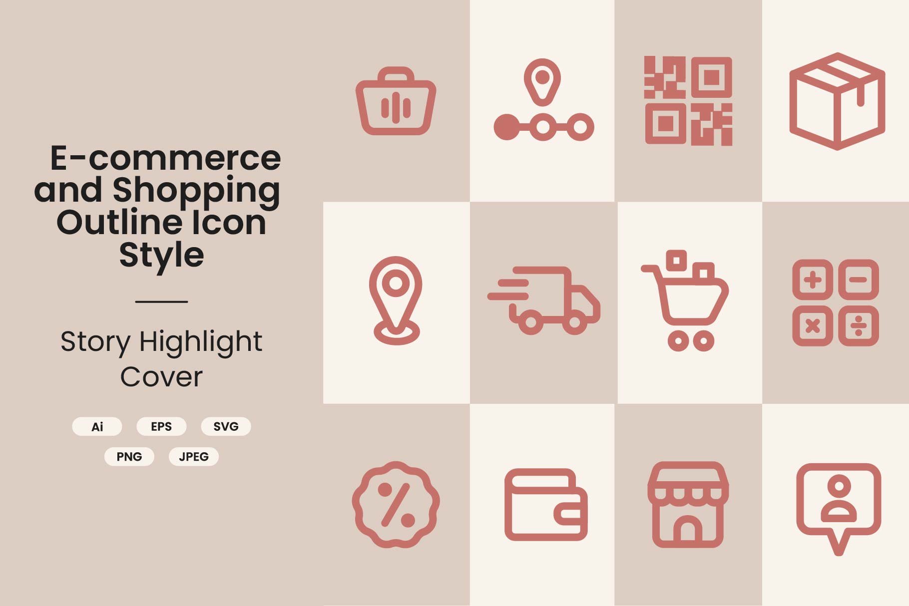 E-commerce Outline Icon Style cover image.