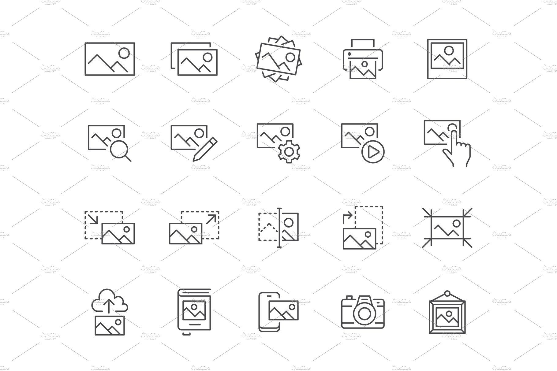 Photo Line Icons preview image.