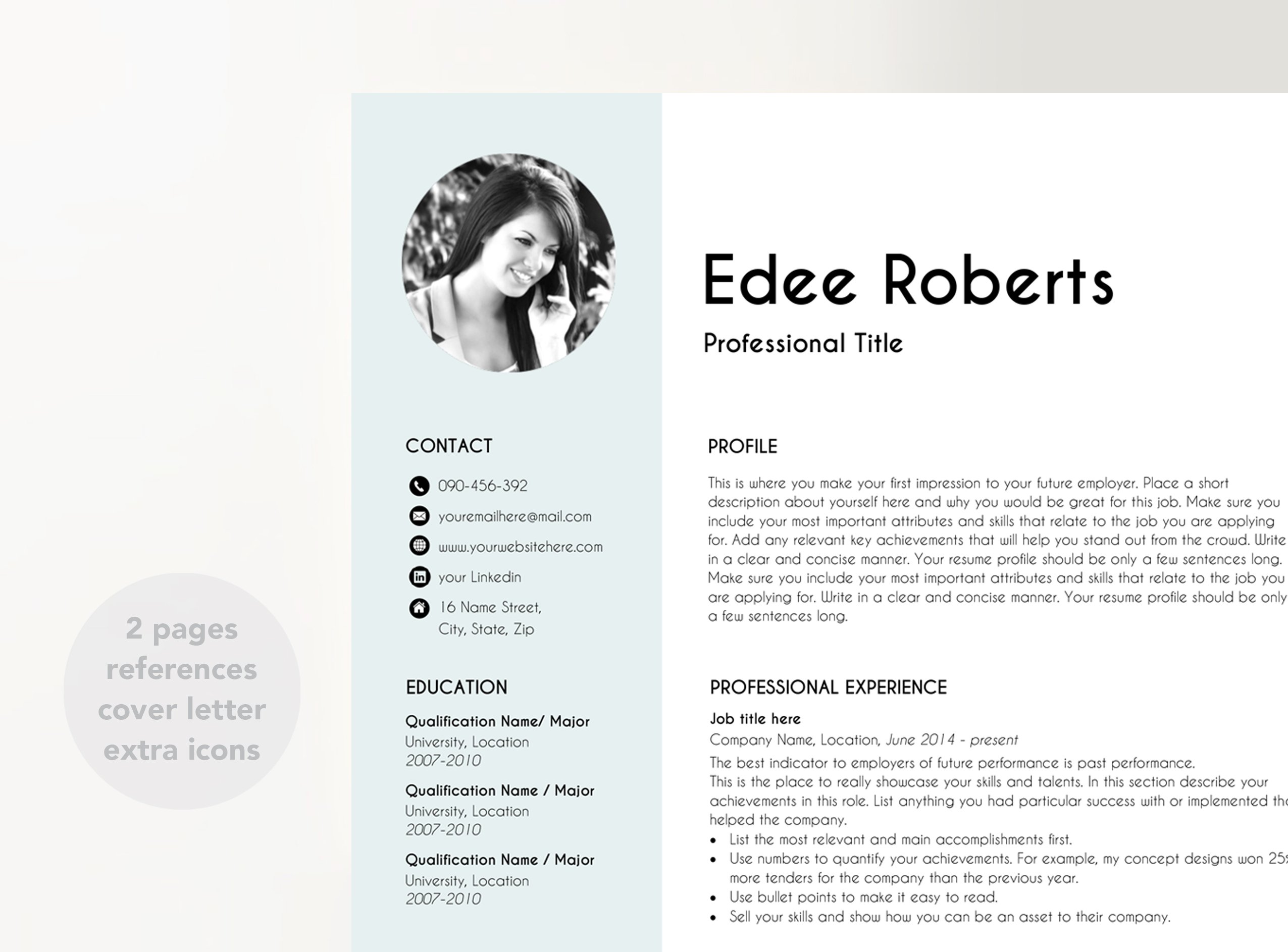 resume with photo preview image.