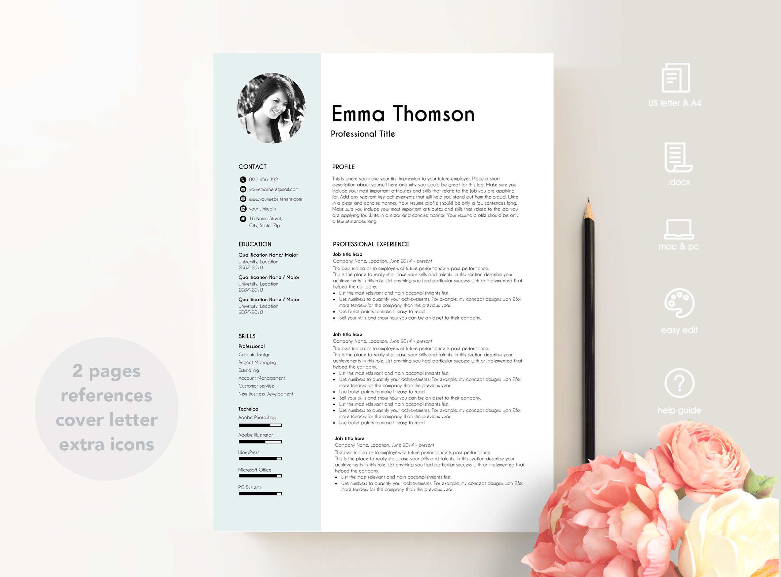 resume with photo cover image.