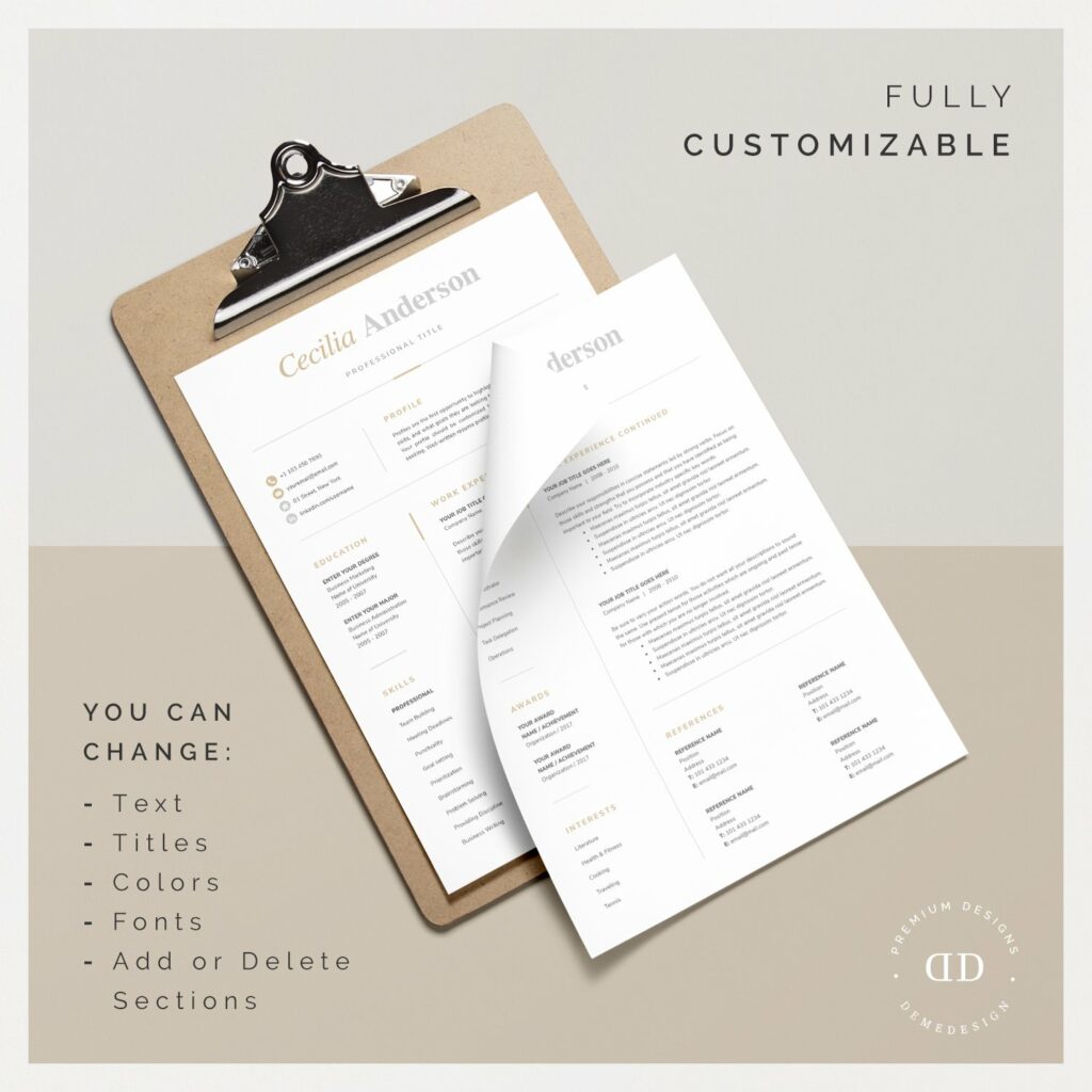 Modern 2 Page Resume Template – MasterBundles