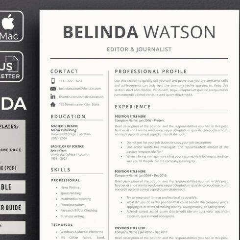 Professional Minimalist Resume, CV cover image.