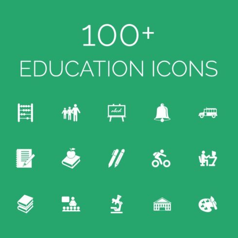 100+ Education Vector Icons Pack cover image.