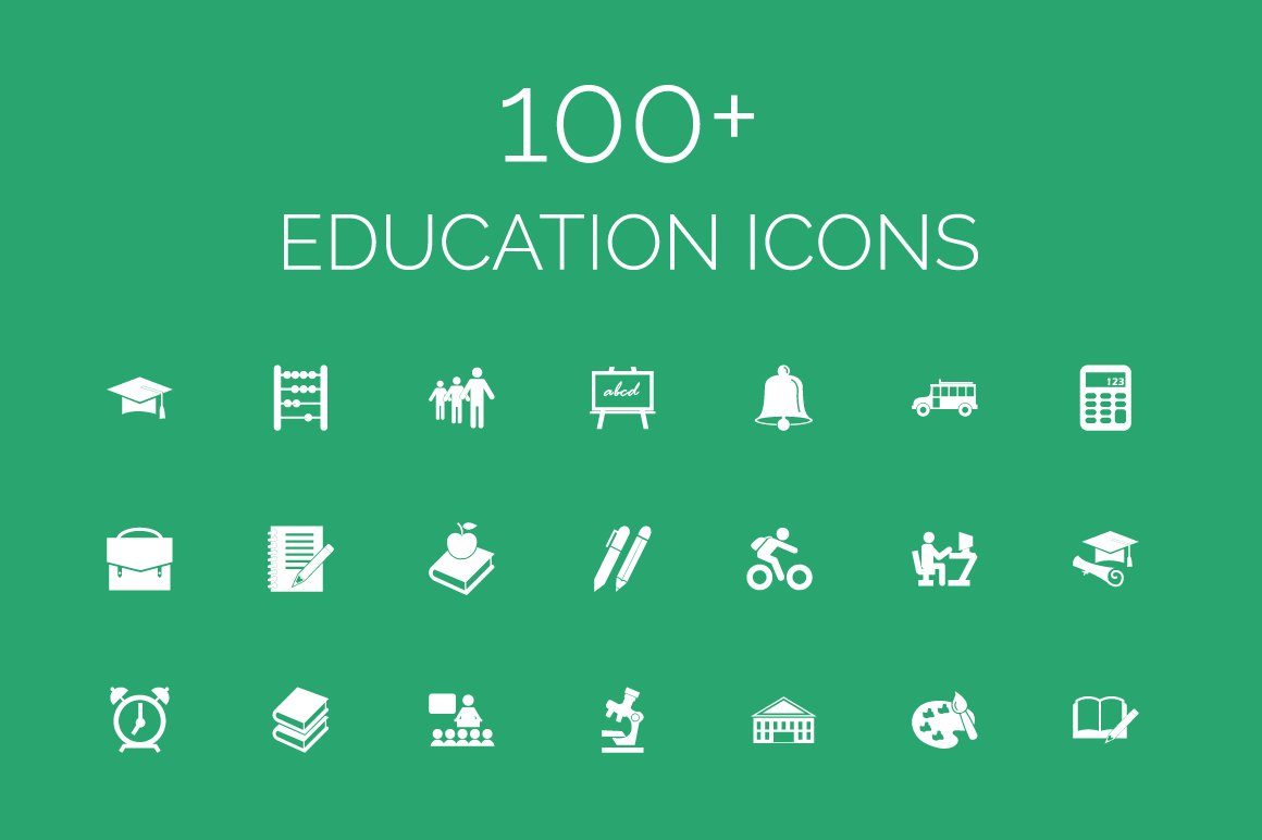 100+ Education Vector Icons Pack cover image.