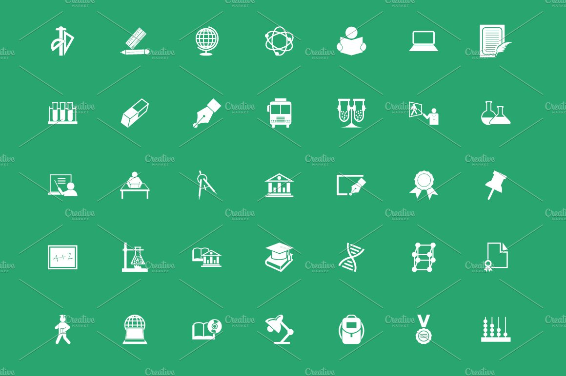 100+ Education Vector Icons Pack preview image.