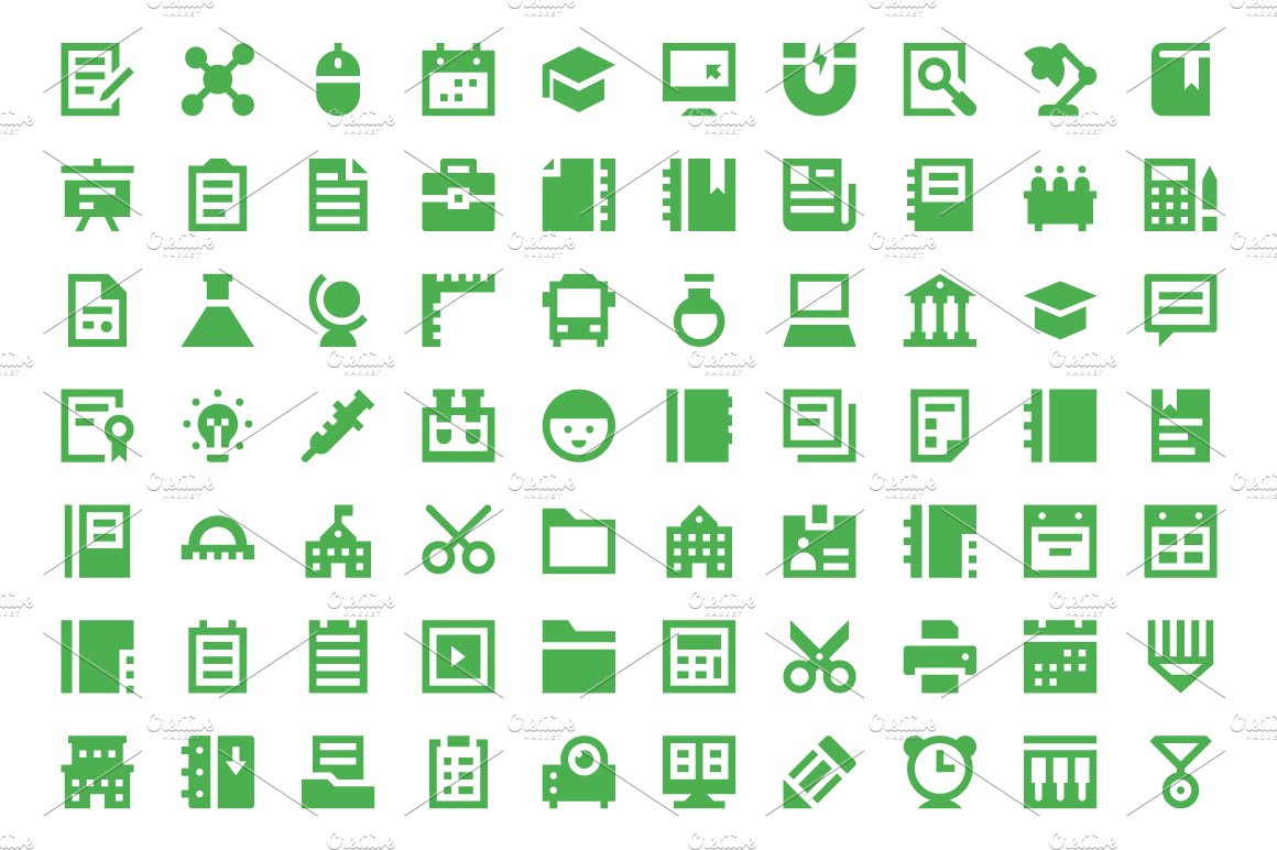 250+ Education Material Design Icons preview image.