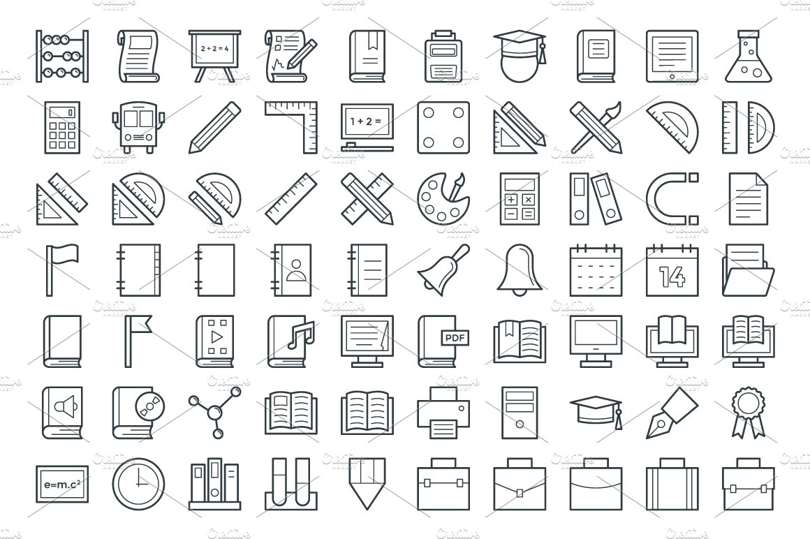 150+ Education Vector Icons preview image.