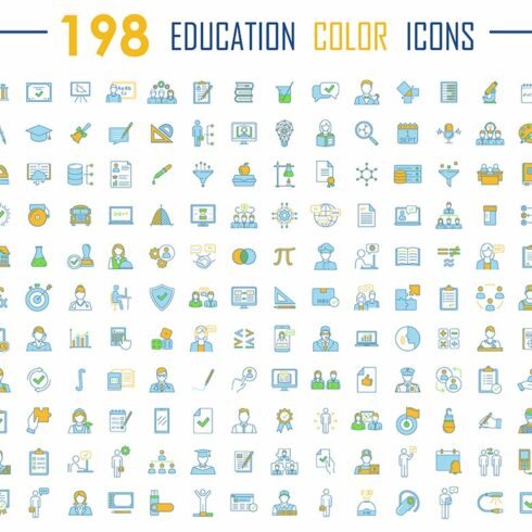 Education color icons big set cover image.