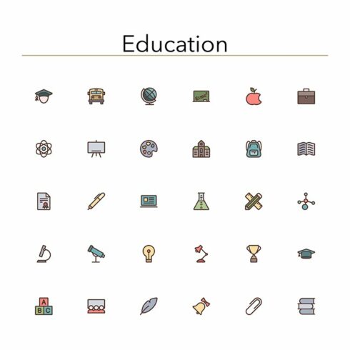 Education Colored Line Icons cover image.