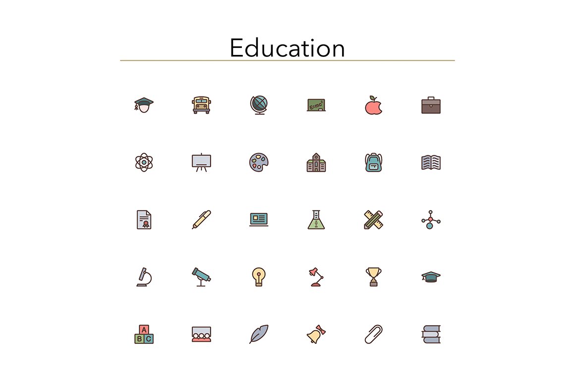 Education Colored Line Icons cover image.