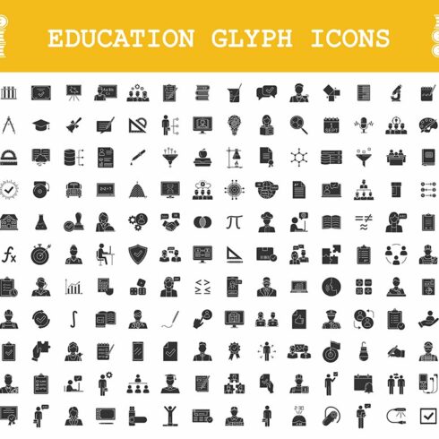 Education glyph icons big set cover image.