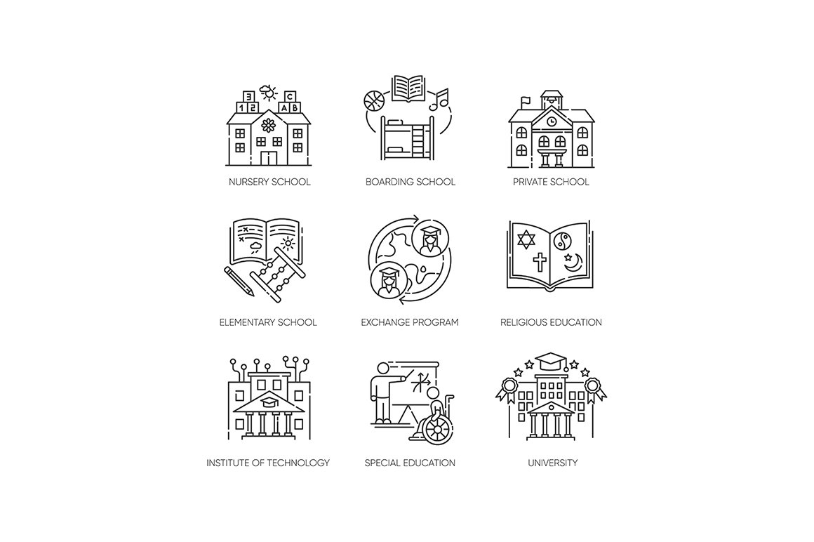 Academic education linear icons cover image.