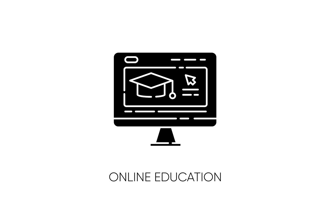 Online education black glyph icon cover image.