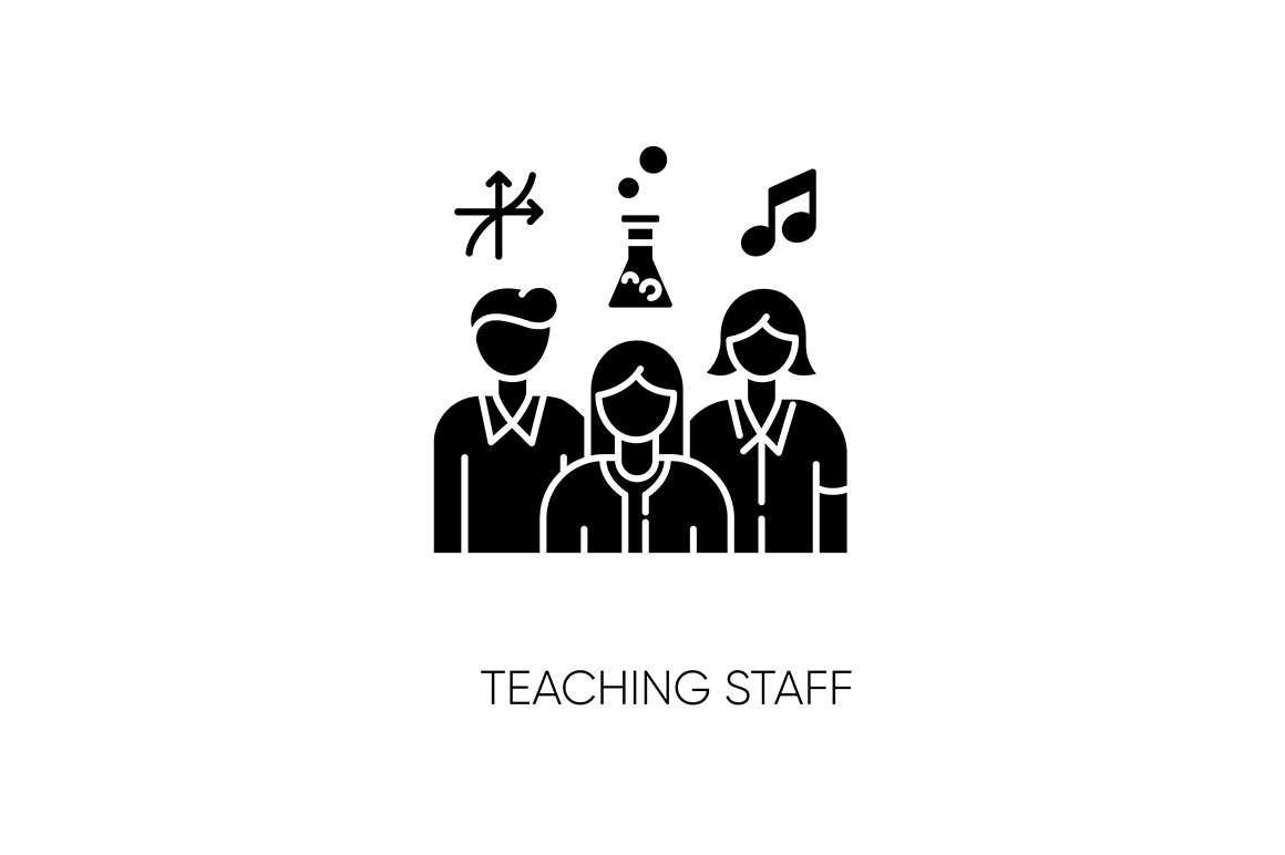 Teaching staff black glyph icon cover image.